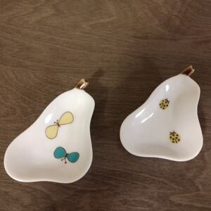 Pear Shaped Ceramic Dishes small plates Harekutani Japanese tableware Set of 2